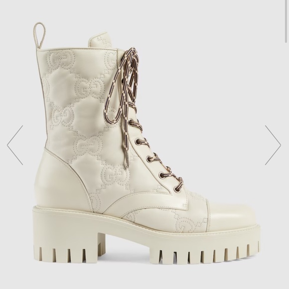 GUCCI WOMEN'S GG MATELASSÉ LACE-UP BOOT